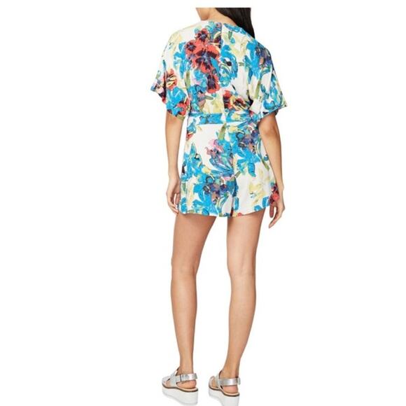 Rachel Roy Womens Floral Blue open back Romper Jumpsuit size 4 - Picture 11 of 11